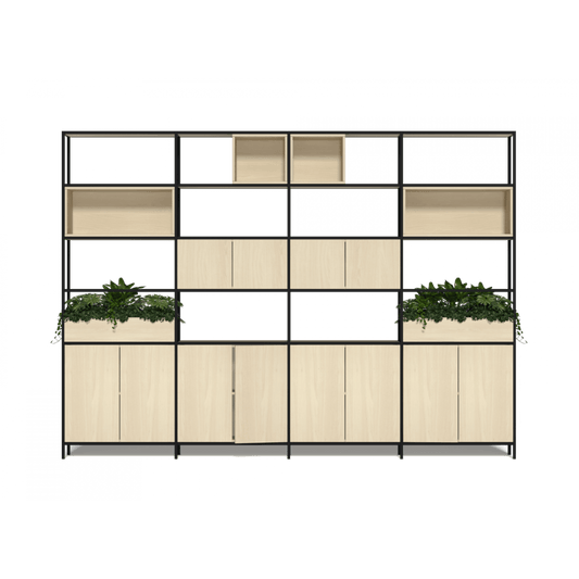Rhodes Modular Shelving System (Configuration 8) Nordic Maple / Black Powdercoat