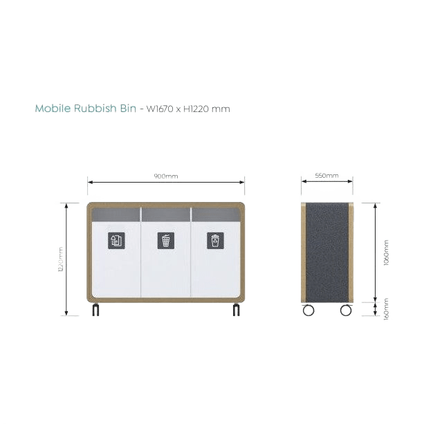 Rover Mobile Rubbish Bin - Office Furniture Company