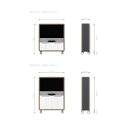 Rover Mobile TV Cabinet 1620mm H - Office Furniture Company