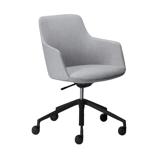 Saba Meeting Chair Black Sled Base grey - flax - fabric - Office Furniture Company