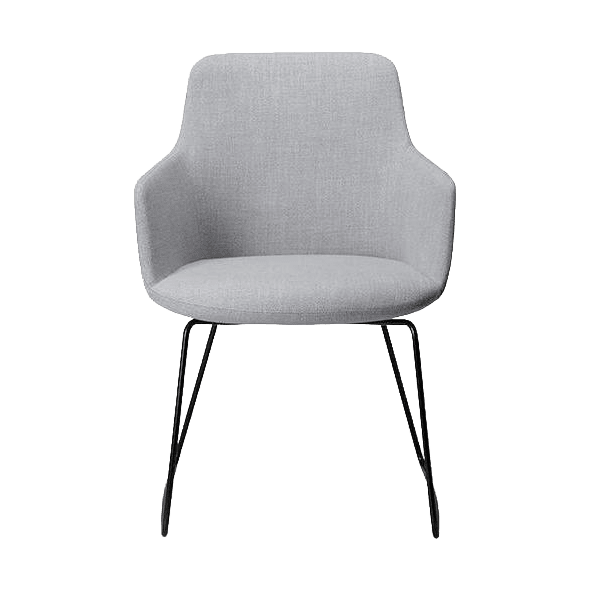 Saba Meeting Chair Black Sled Base grey - flax - fabric - Office Furniture Company