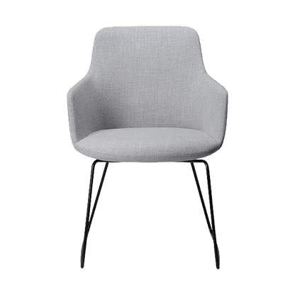 Saba Meeting Chair Black Sled Base grey - flax - fabric - Office Furniture Company