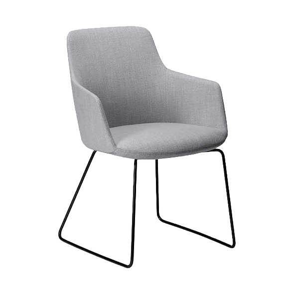 Saba Meeting Chair Black Sled Base grey - flax - fabric - Office Furniture Company