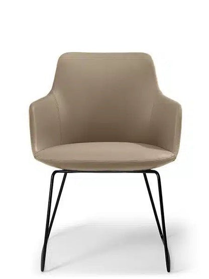 Saba Meeting Chair Black Sled Base stone - leatherette - Office Furniture Company