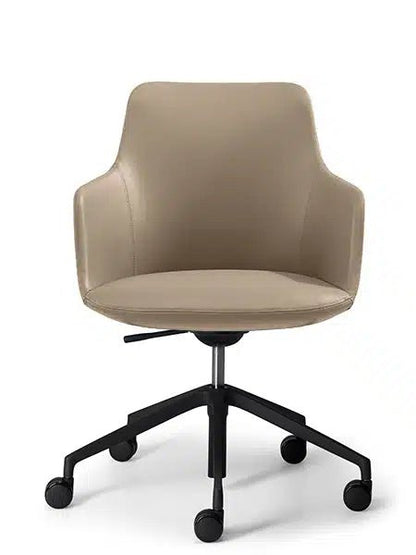 Saba Meeting Chair Black Swivel and Height Adjustable Base stone - leatherette - Office Furniture Company