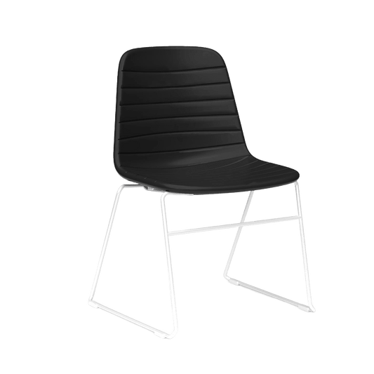 Sofia Sled Chair PU Upholstery Black PU (Sofia) / White Metal Base