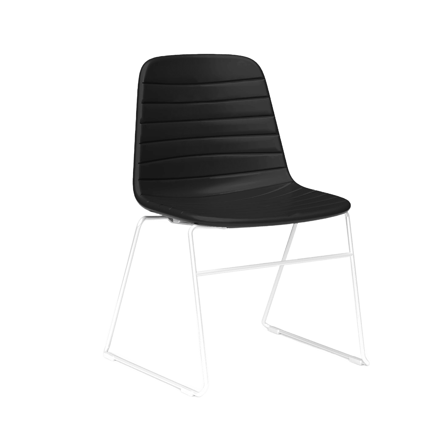 Sofia Sled Chair PU Upholstery Black PU White - Office Furniture Company