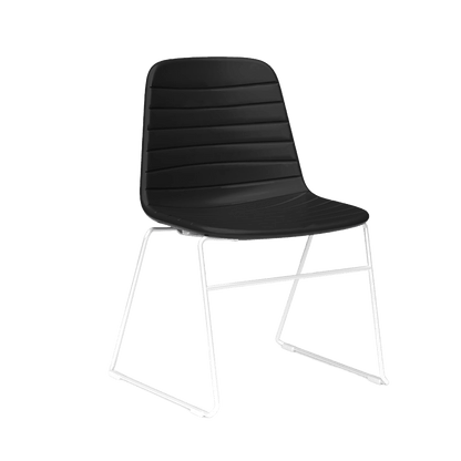 Sofia Sled Chair PU Upholstery Black PU White - Office Furniture Company