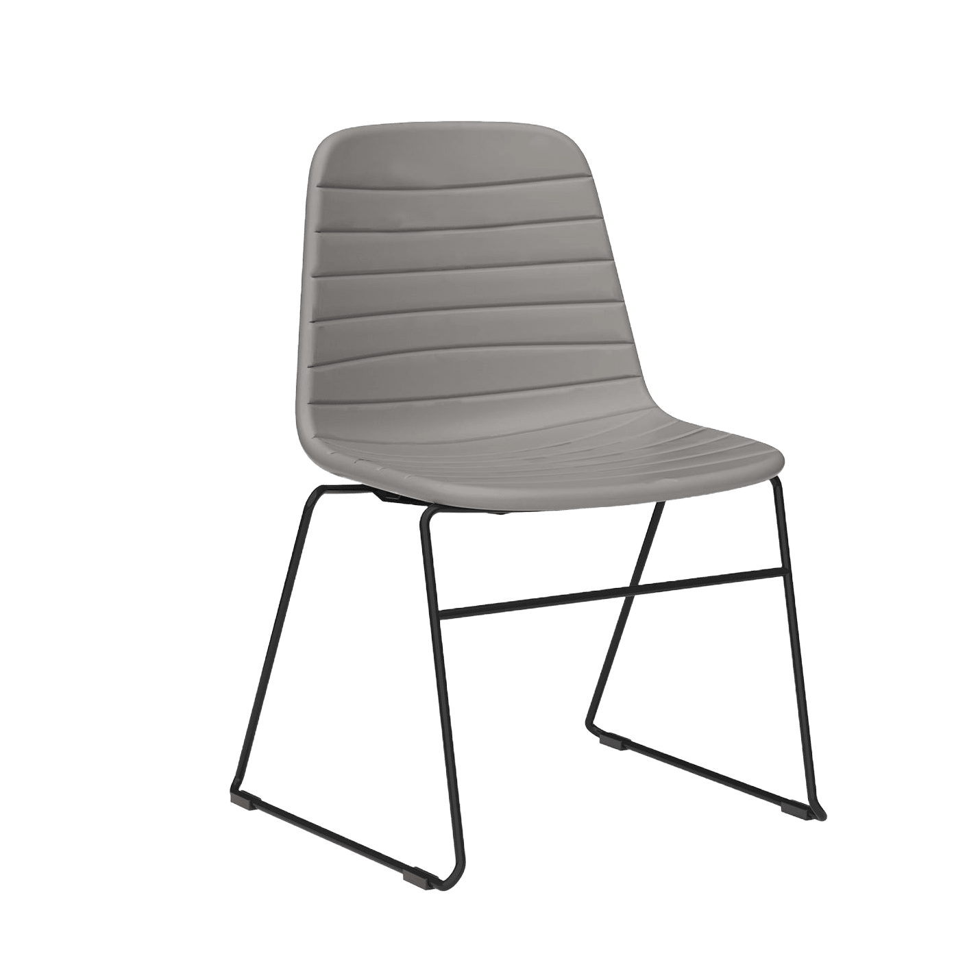 Sofia Sled Chair PU Upholstery Light Grey PU Black - Office Furniture Company