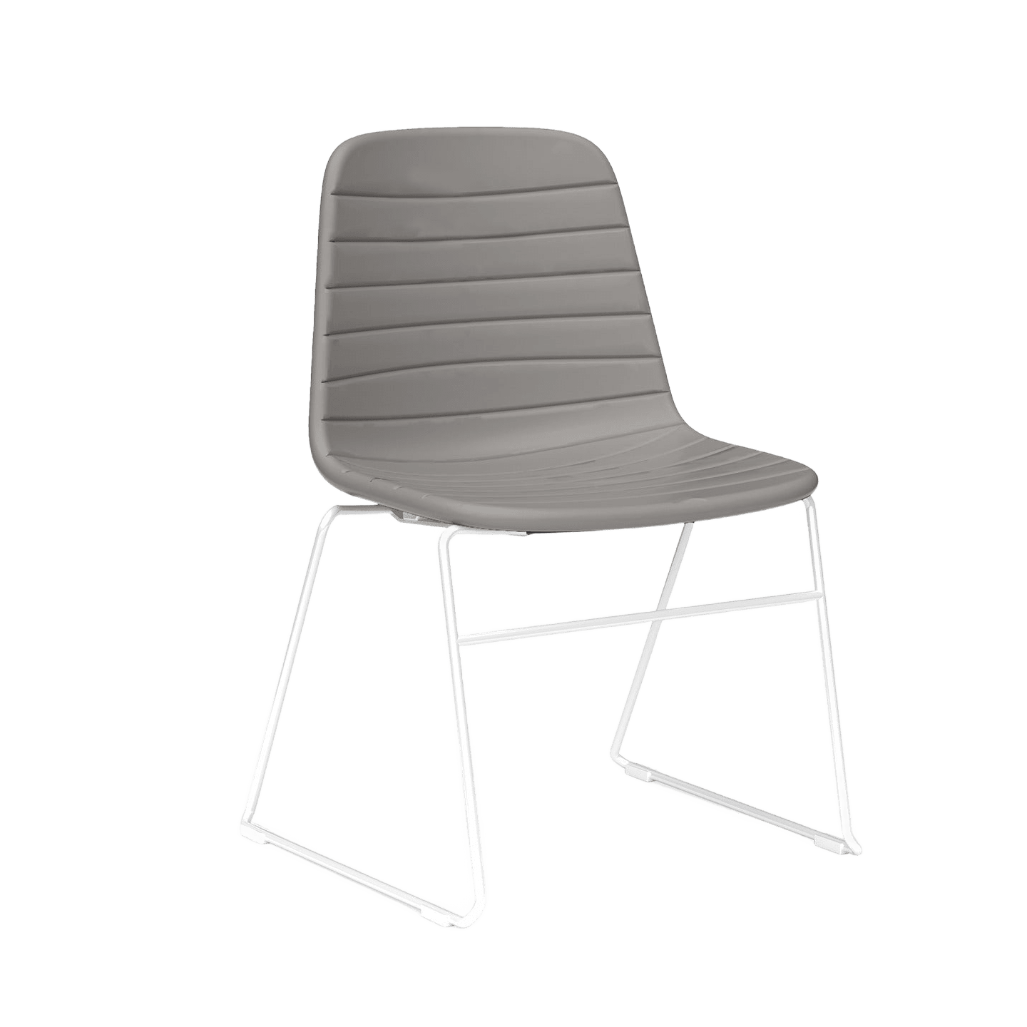 Sofia Sled Chair PU Upholstery Light Grey PU White - Office Furniture Company
