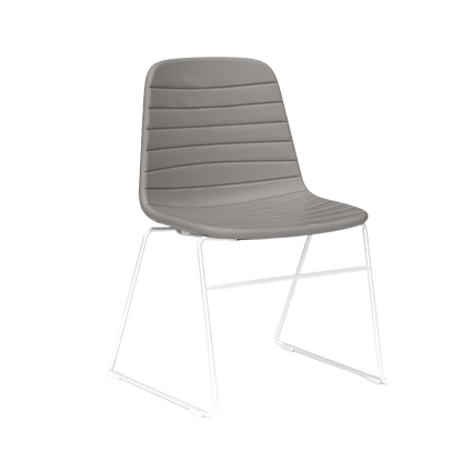 Sofia Sled Chair PU Upholstery Light Grey PU White - Office Furniture Company