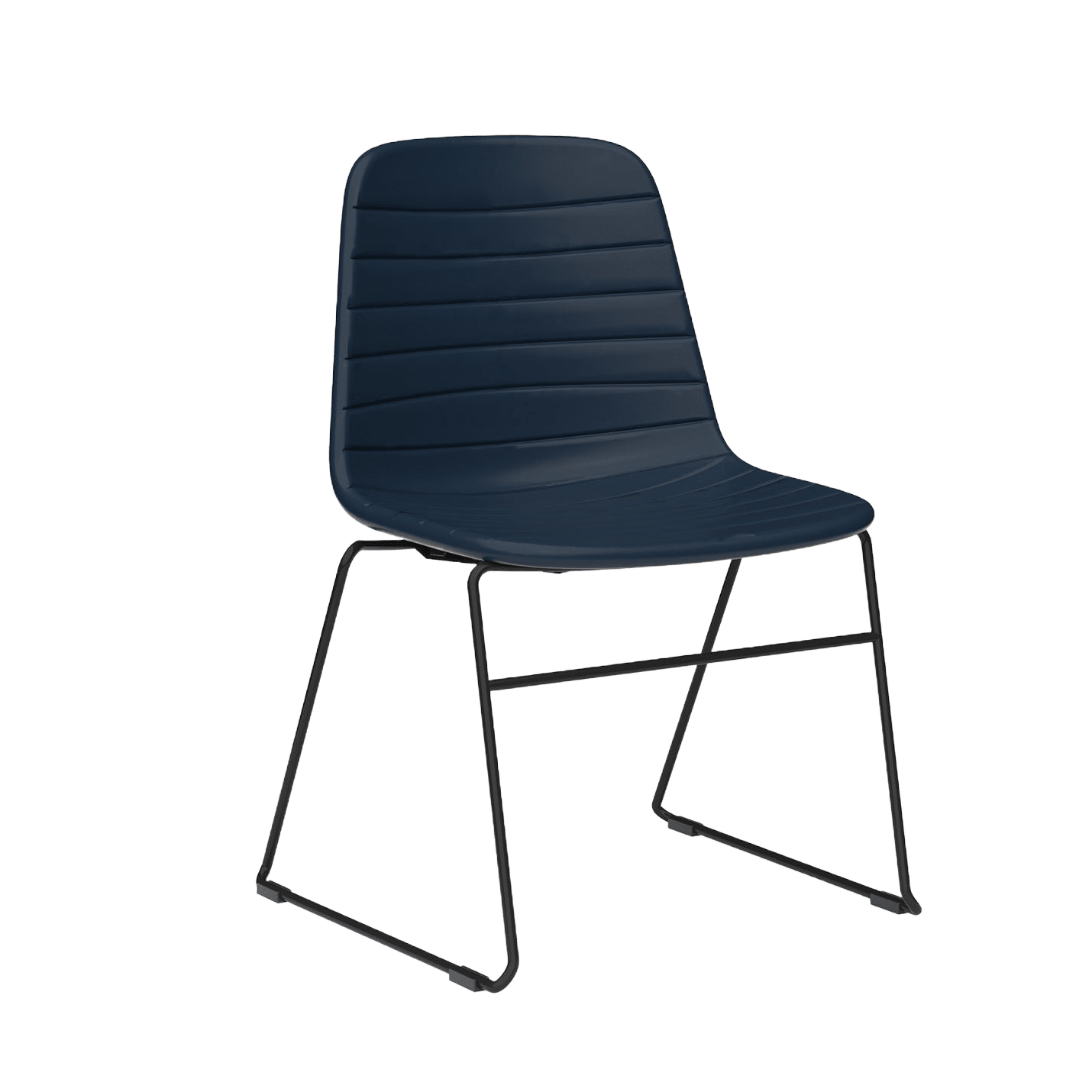 Sofia Sled Chair PU Upholstery Navy PU Black - Office Furniture Company