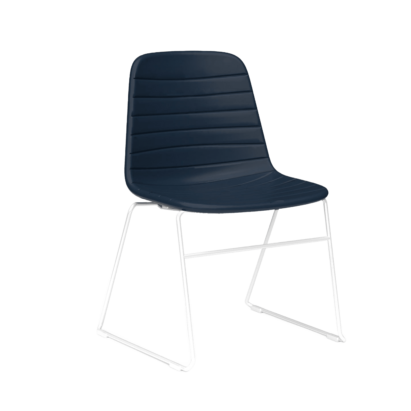 Sofia Sled Chair PU Upholstery Navy PU White - Office Furniture Company