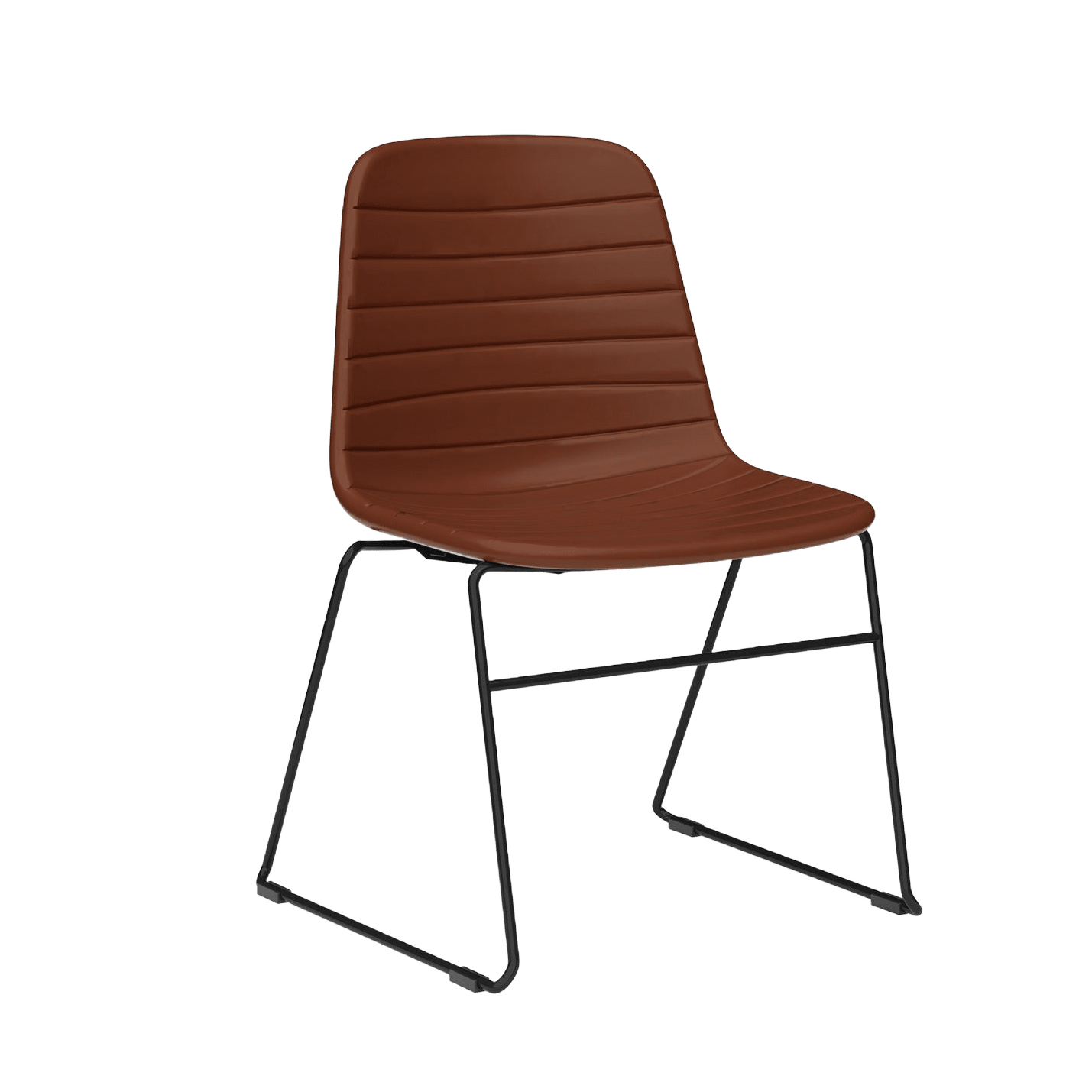 Sofia Sled Chair PU Upholstery Russet Tan PU Black - Office Furniture Company