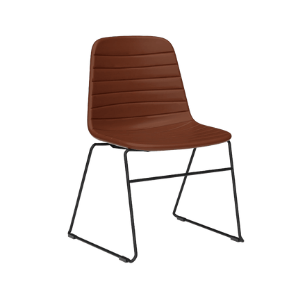 Sofia Sled Chair PU Upholstery Russet Tan PU Black - Office Furniture Company