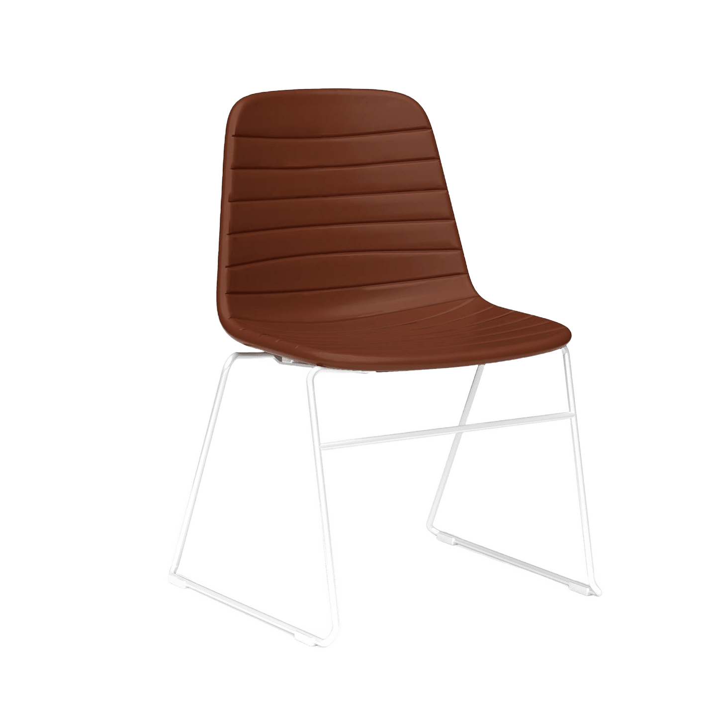 Sofia Sled Chair PU Upholstery Russet Tan PU White - Office Furniture Company