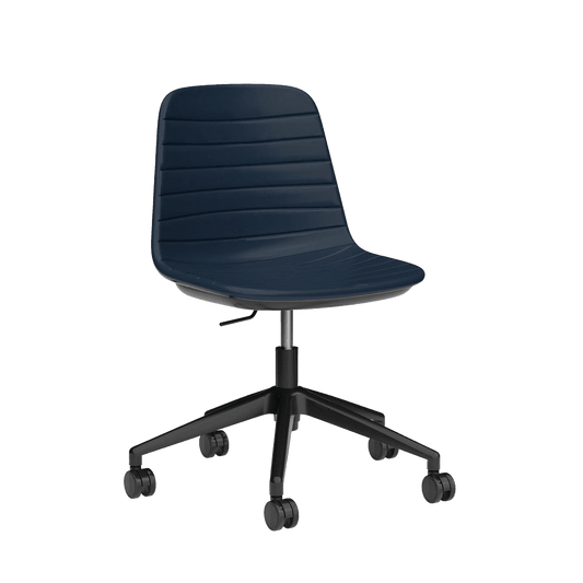 Sofia Swivel Chair PU Upholstery Blue Navy PU (Sofia) / Black Metal Base / No Tilt