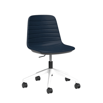 Sofia Swivel Chair PU Upholstery Navy PU White Without Tilting Mechanism - Office Furniture Company