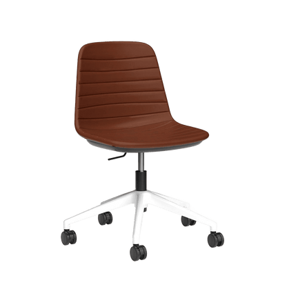 Sofia Swivel Chair PU Upholstery Russet Tan PU White Without Tilting Mechanism - Office Furniture Company