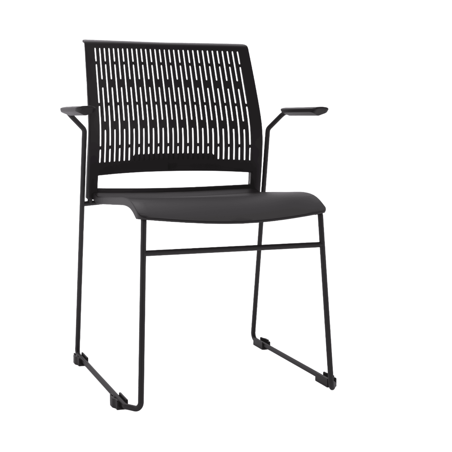 Stax Stackable Chair With Arms Black Plastic