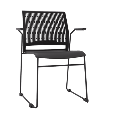 Stax Stackable Chair With Arms Black Plastic