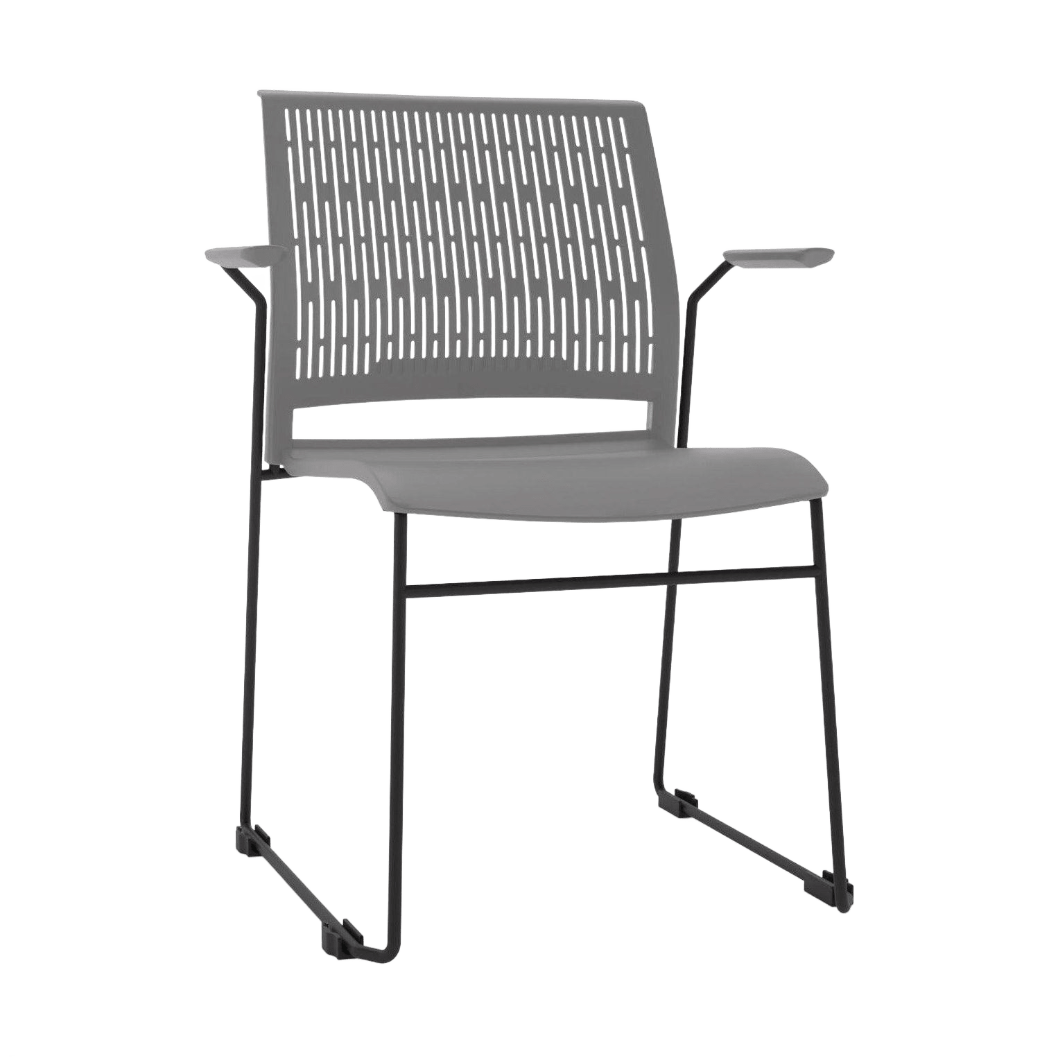 Stax Stackable Chair With Arms Grey Plastic