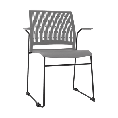 Stax Stackable Chair With Arms Grey Plastic