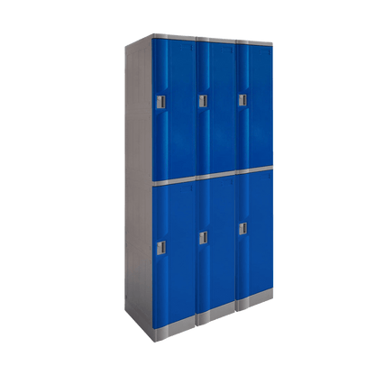 Steelco 2 Door ABS Plastic Locker Triple Bank Blue Keylock - Office Furniture Company