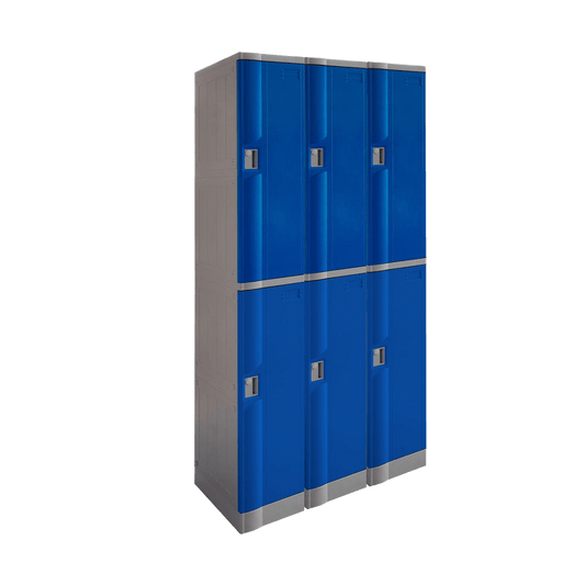 Steelco 2 Door ABS Plastic Locker Triple Bank Blue Keylock - Office Furniture Company