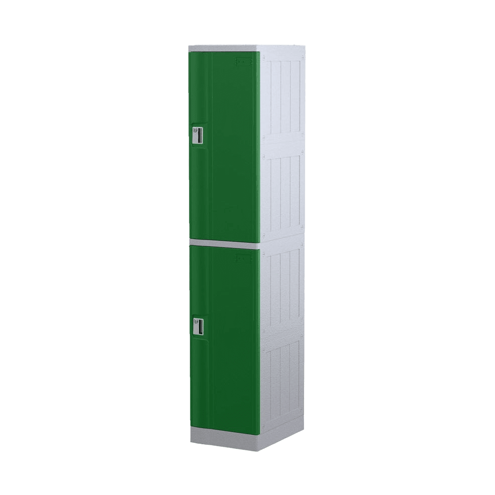 Steelco 2 Door ABS Plastic Locker Triple Bank Green Keylock - Office Furniture Company
