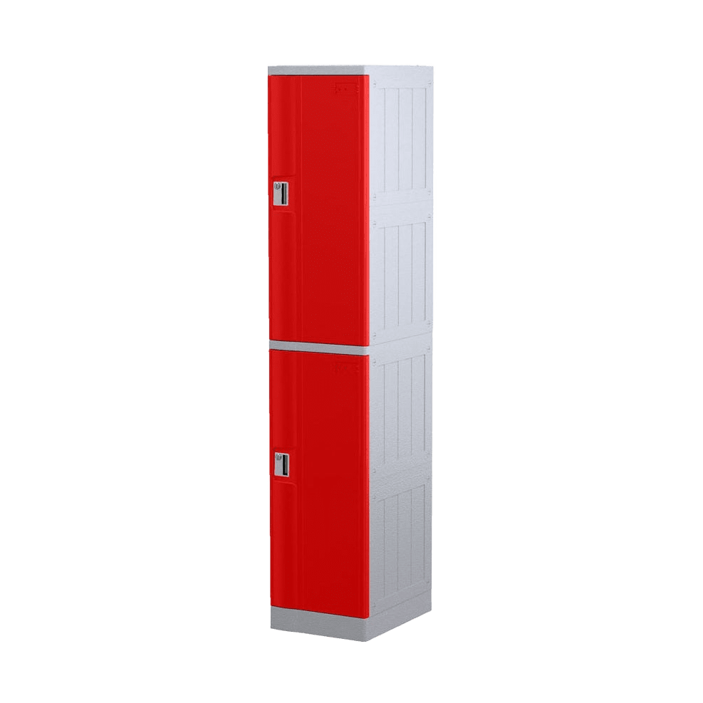 Steelco 2 Door ABS Plastic Locker Triple Bank Red Keylock - Office Furniture Company