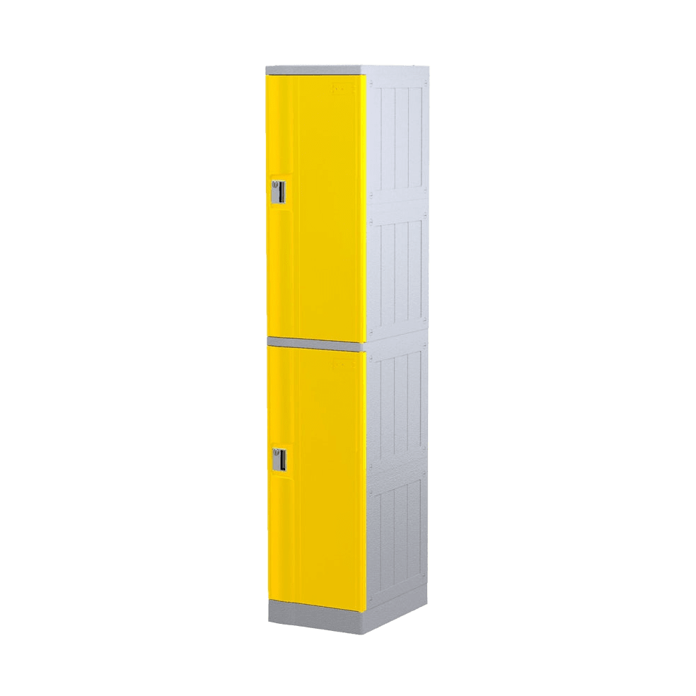 Steelco 2 Door ABS Plastic Locker Triple Bank Yellow Keylock - Office Furniture Company