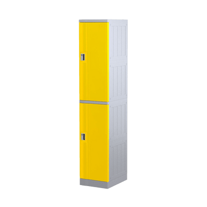 Steelco 2 Door ABS Plastic Locker Triple Bank Yellow Keylock - Office Furniture Company
