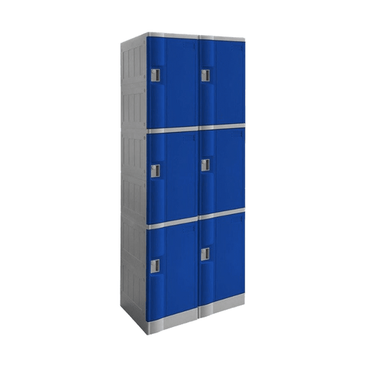 Steelco 3 Door ABS Plastic Locker Double Bank Blue Keylock - Office Furniture Company