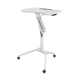Stockholm White Mobile Sit Stand Desk | Gas Lift Height