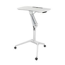Stockholm White Mobile Sit Stand Desk | Gas Lift Height