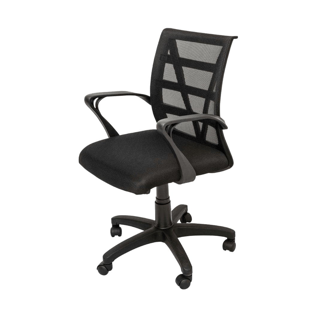 Student Package - Essential Vienna Mesh Back Office Chair: Vienna - Black/Deluxe Profile Leg Single Desk: 1200 X 750 / White Melamine / White Powdercoat