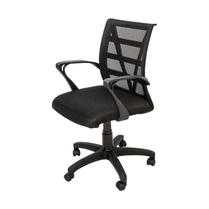 Student Package - Essential Vienna Mesh Back Office Chair: Vienna - Black/Deluxe Profile Leg Single Desk: 1200 X 750 / White Melamine / White Powdercoat