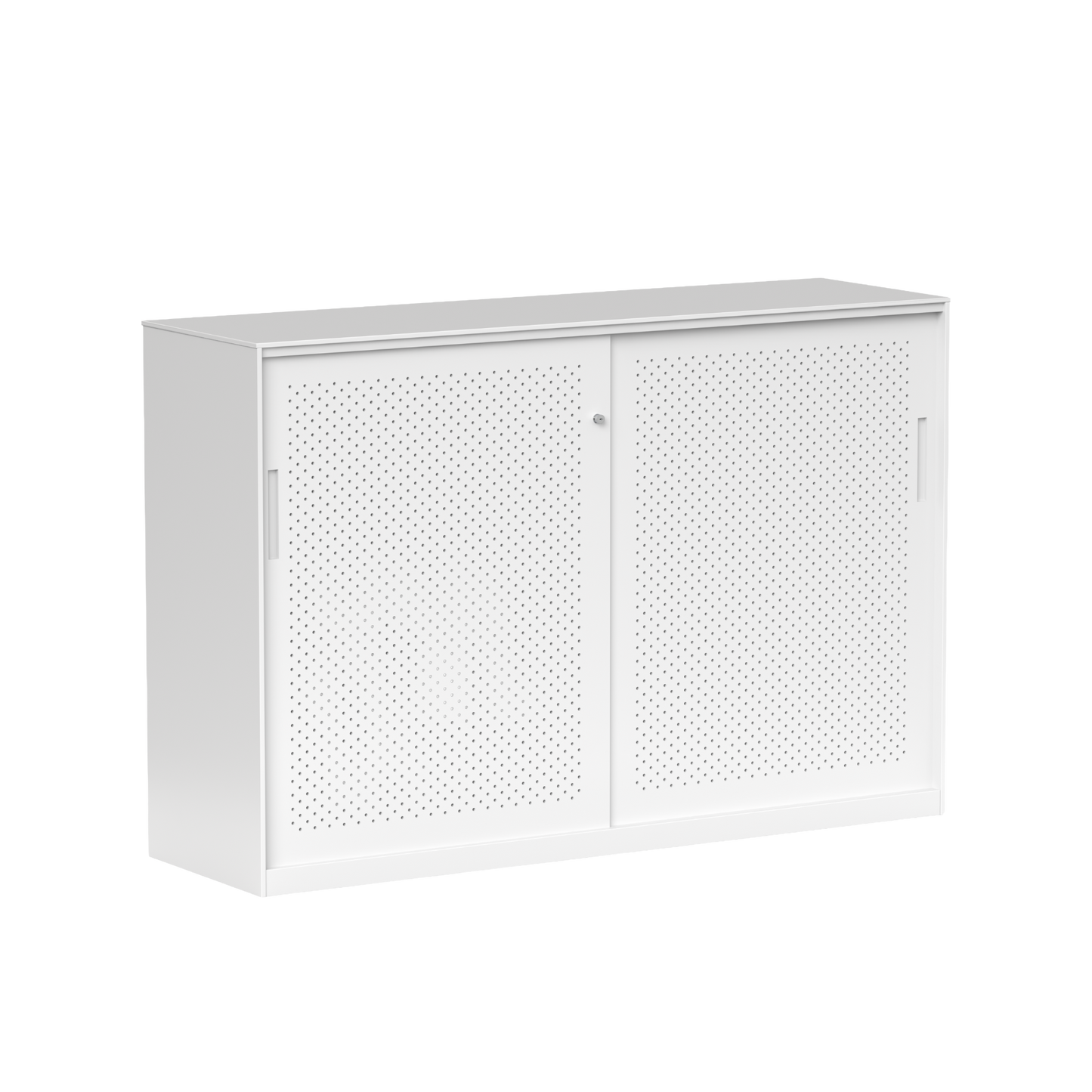 Tempo Sliding Door Credenza White Metal / No Planter