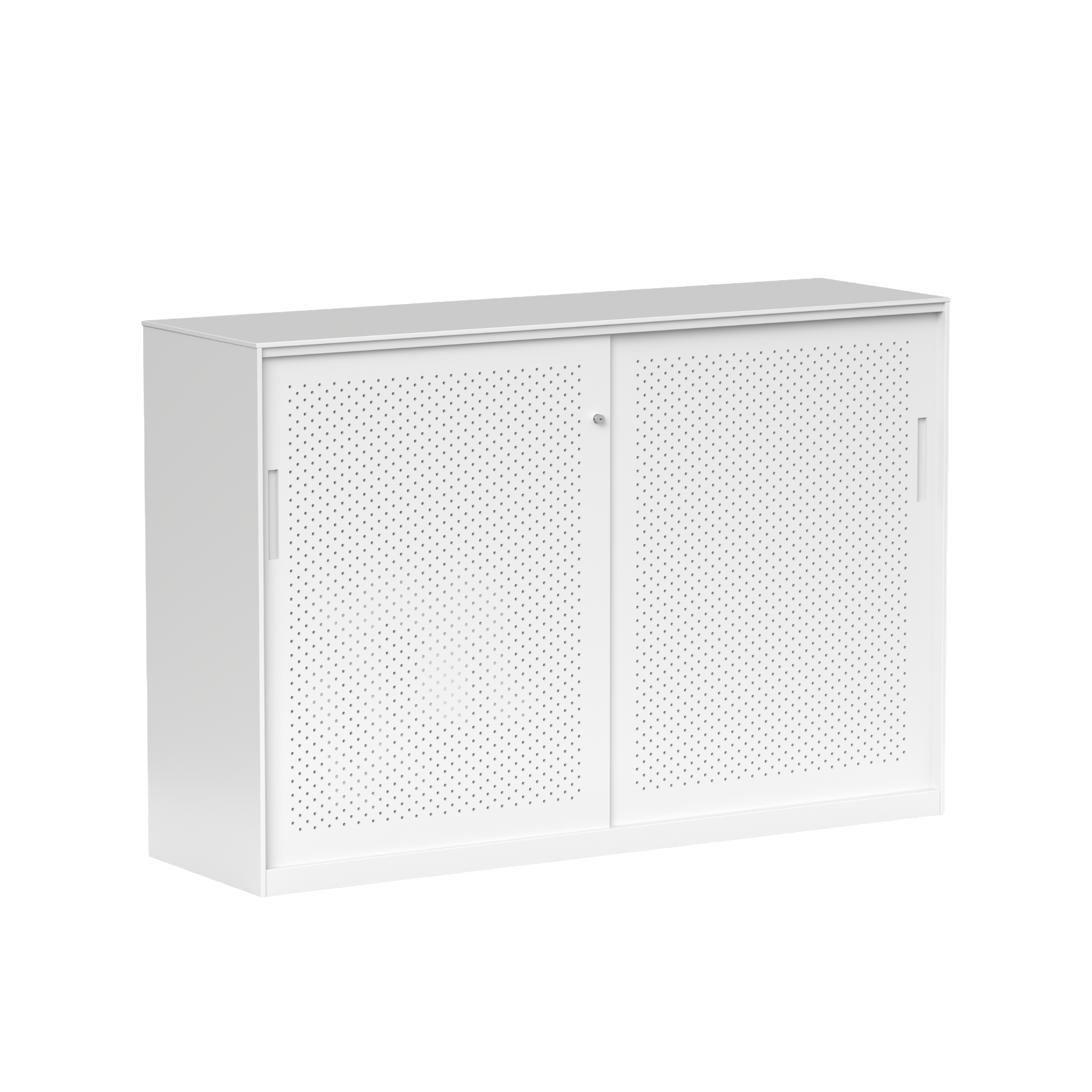 Tempo Sliding Door Credenza White Metal / No Planter