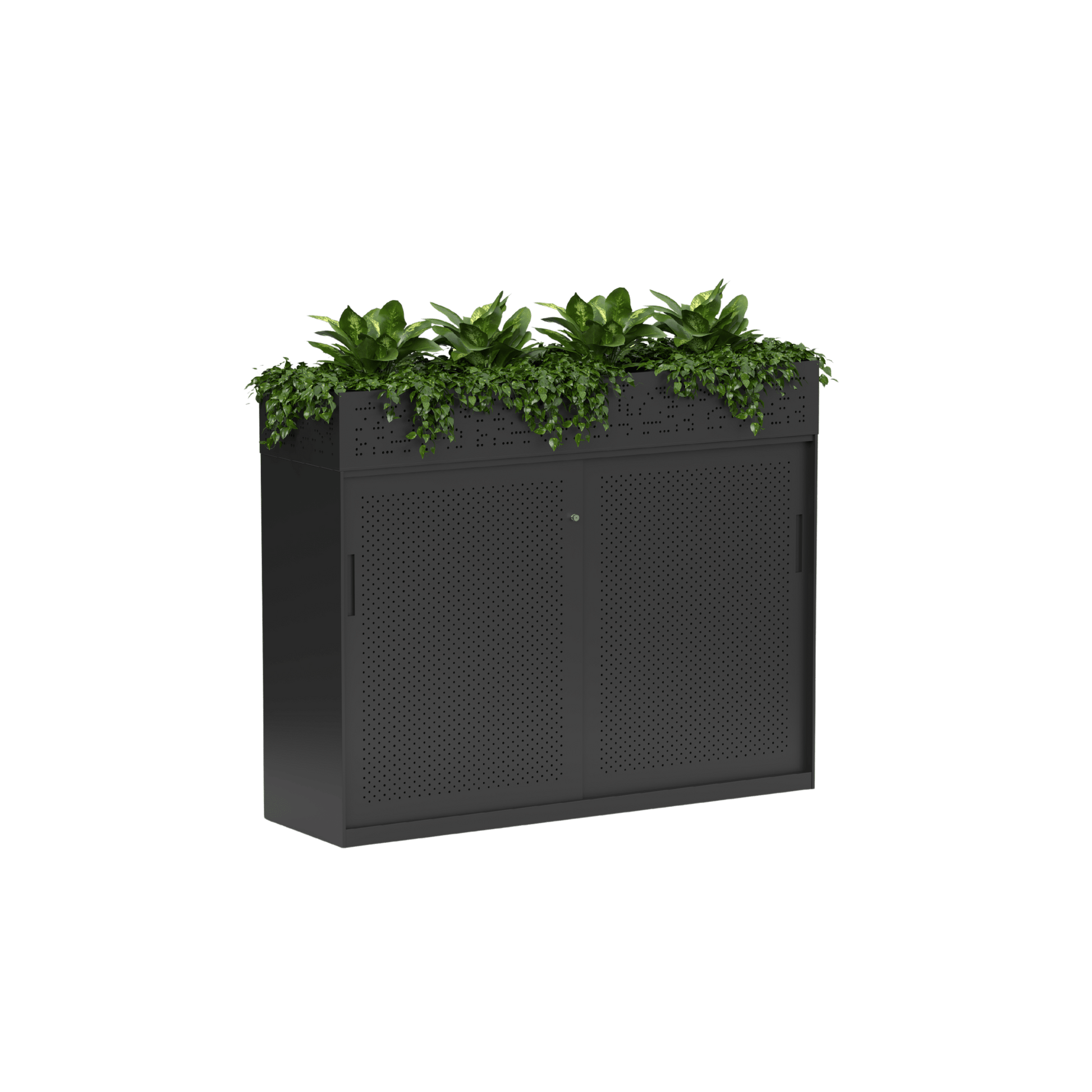 Tempo Sliding Door Credenza White Metal 1530W Planter