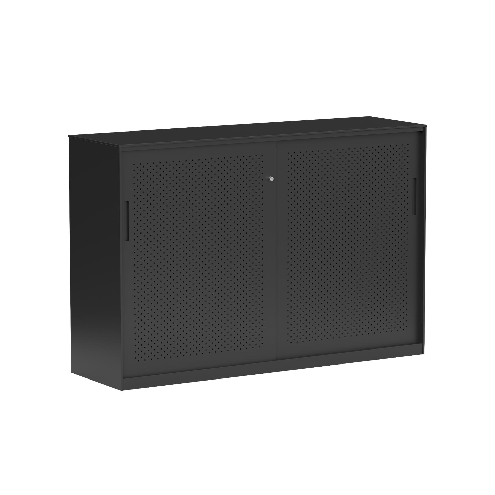 Tempo Sliding Door Credenza Black Metal / No Planter