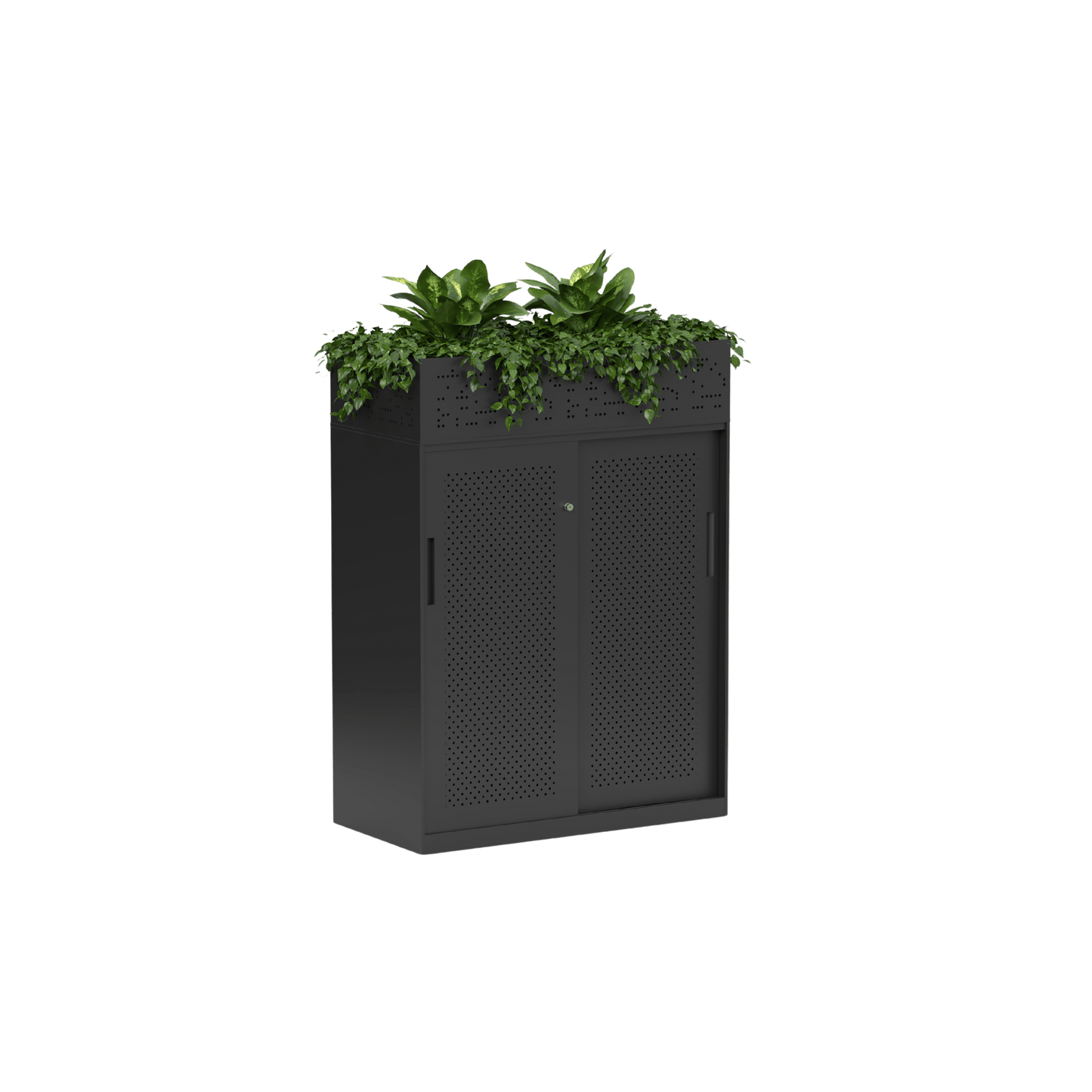 Tempo Sliding Door Credenza White Metal 900W No Planter