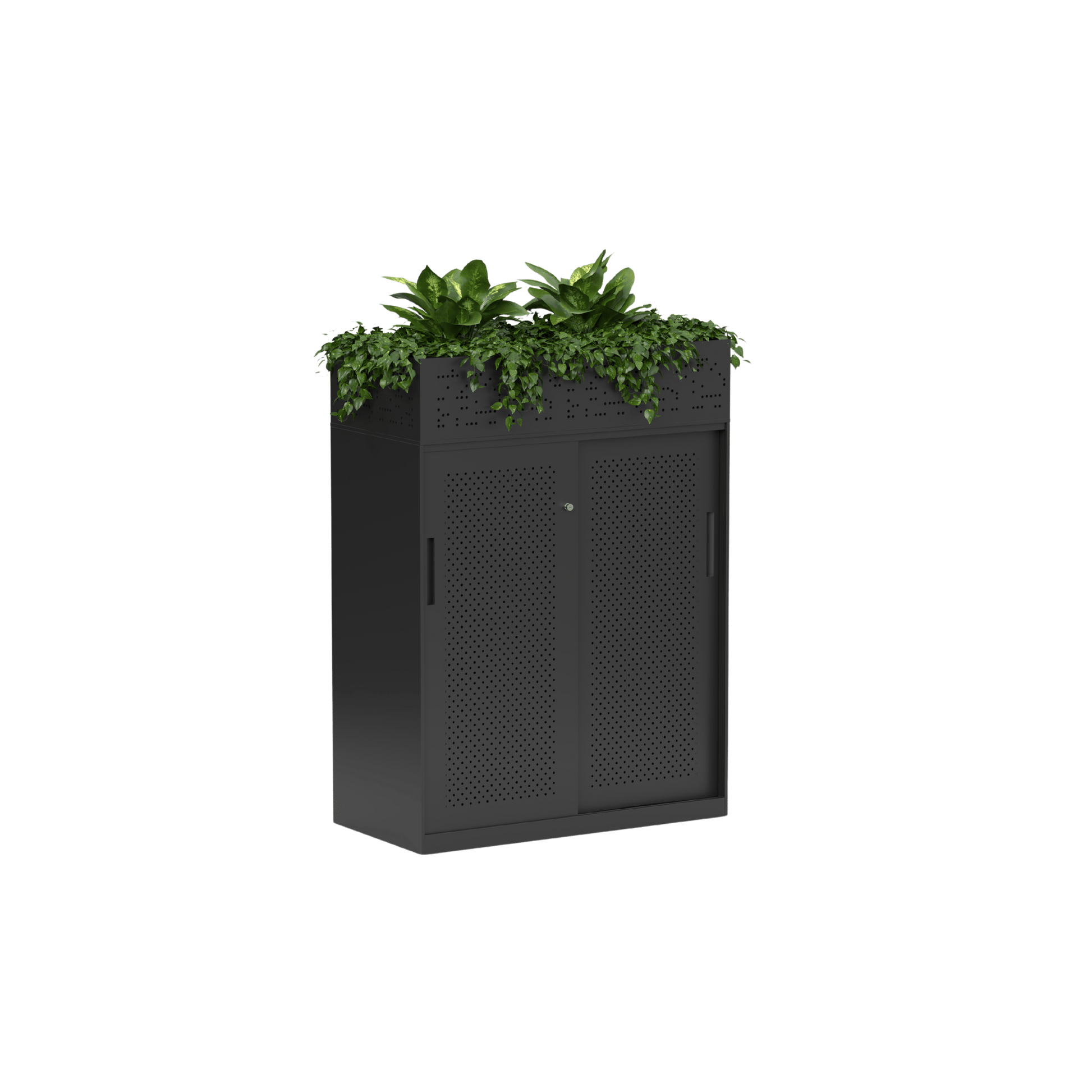 Tempo Sliding Door Credenza White Metal 900W No Planter