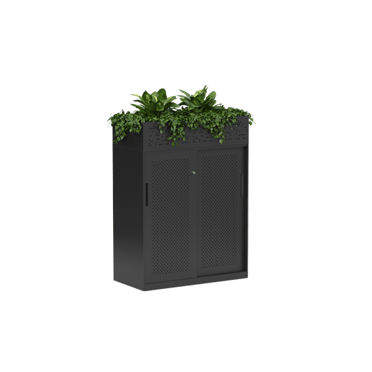 Tempo Sliding Door Credenza White Metal 900W No Planter