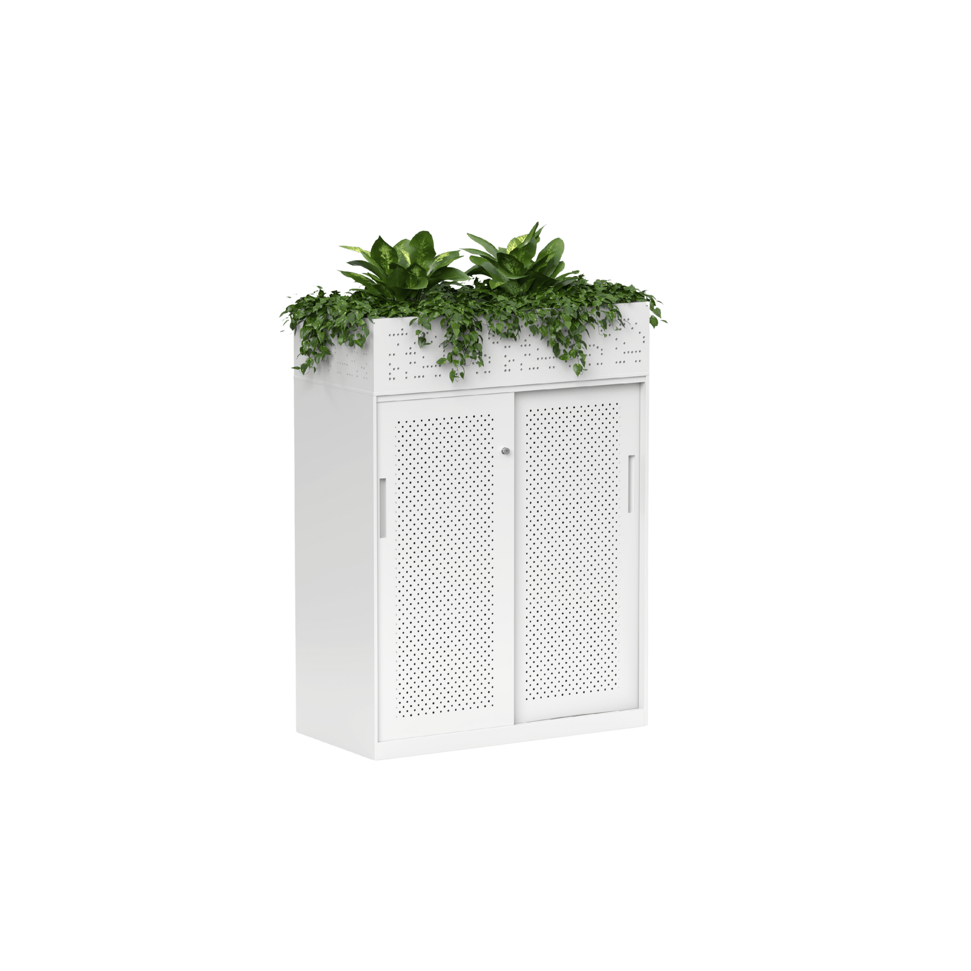 Tempo Sliding Door Credenza White Metal 900W No Planter