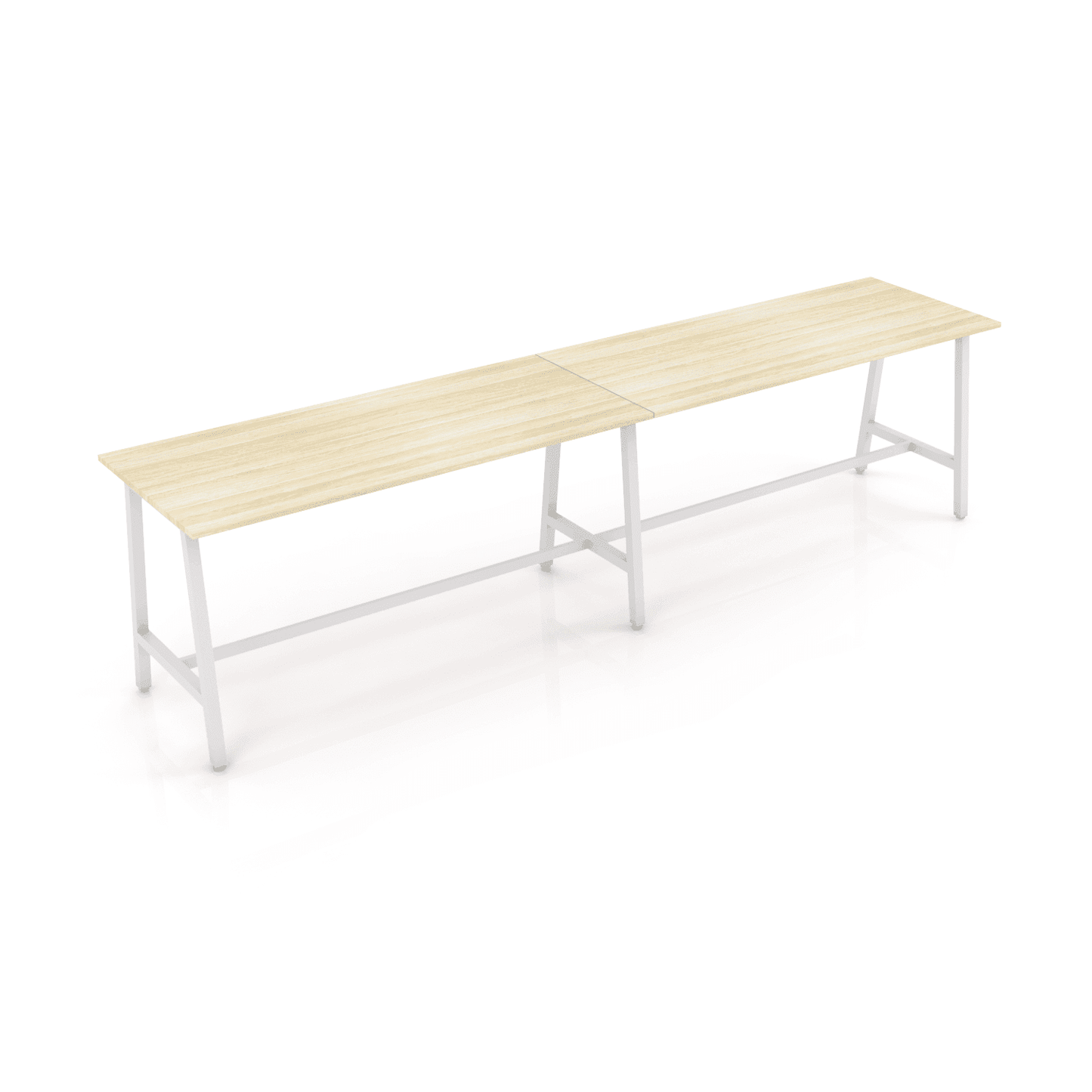 Trestle Bar Leaner 3600x900 White Powdercoat New Oak
