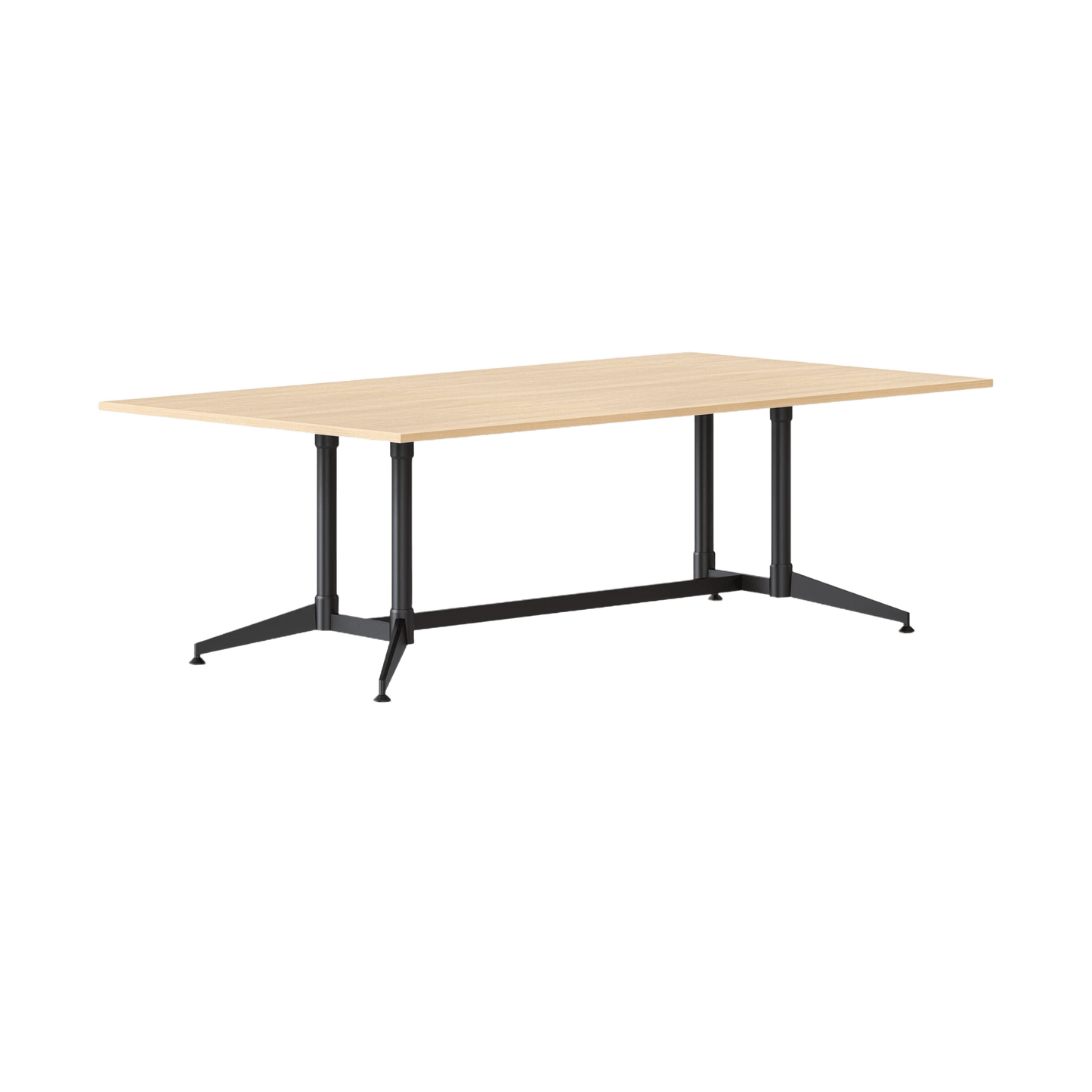 Typhoon Boardroom Table with All Black Legs 2400 x 1200 Natural Oak - Office Furniture Company