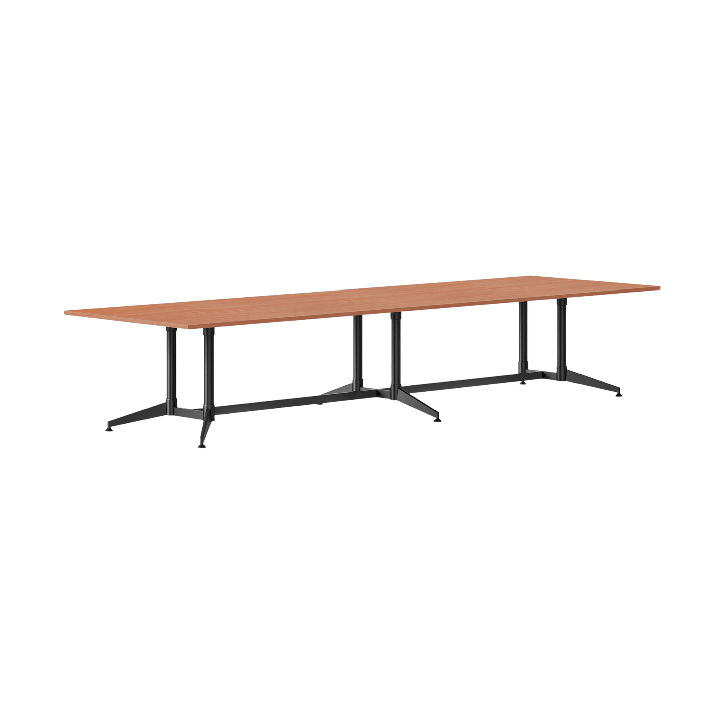 Typhoon Boardroom Table with All Black Legs 3200 x 1200 Cherry - Office Furniture Company