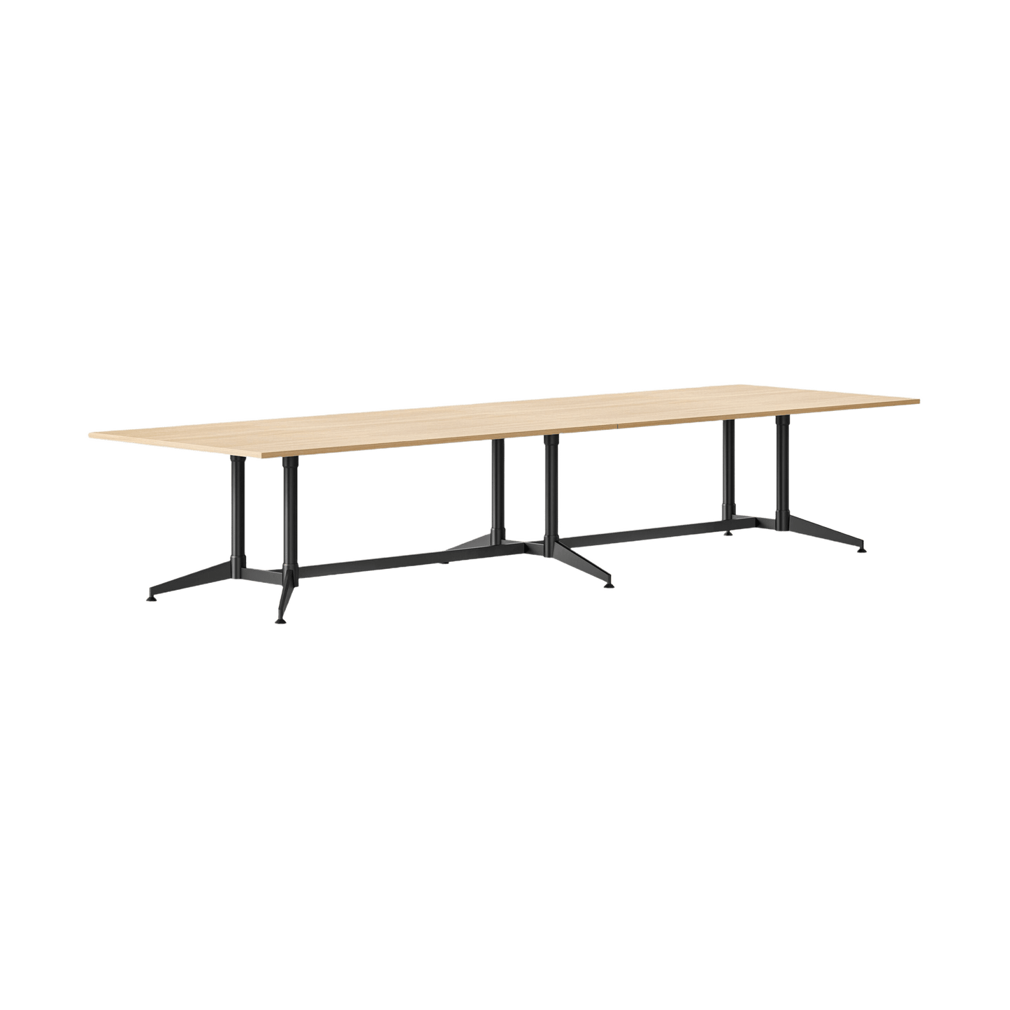 Typhoon Boardroom Table with All Black Legs 3200 x 1200 Natural Oak - Office Furniture Company